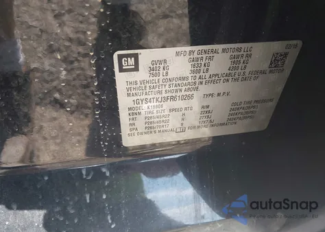 2015 Cadillac Escalade Esv Premium из США, поврежденный, VIN 1GYS4TKJ3FR610266